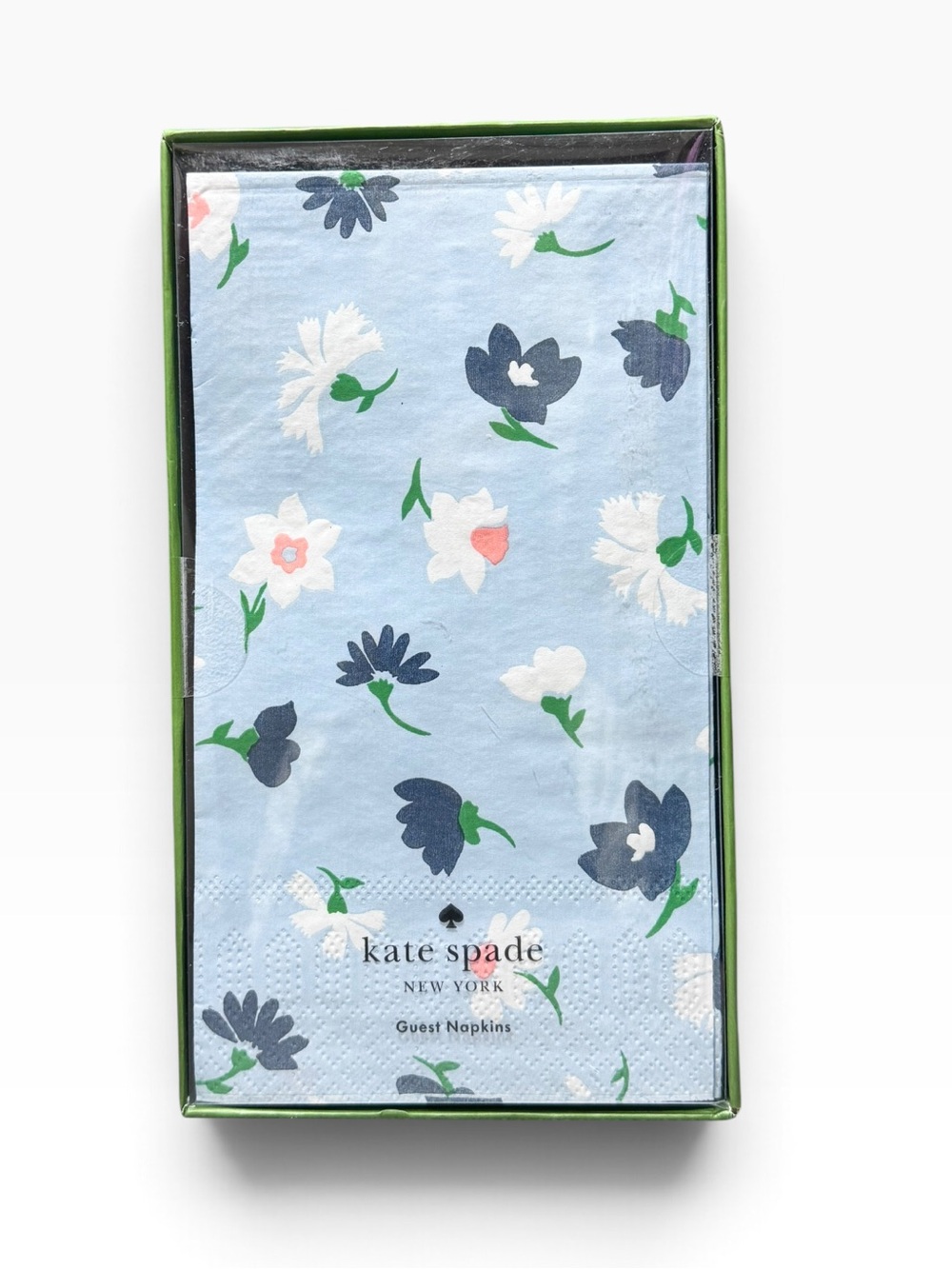 KATE SPADE Floral Guest Napkins 40 Ct Light Blue/Navy/White/Green/Pink NEW